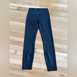 Lululemon Wonder Train Black Shimmer Leggings Size 4